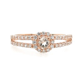 Natural Peach Morganite 14k Rose Gold Over Sterling Silver Engagement Ring Size 5, 6, 7, 8, 9