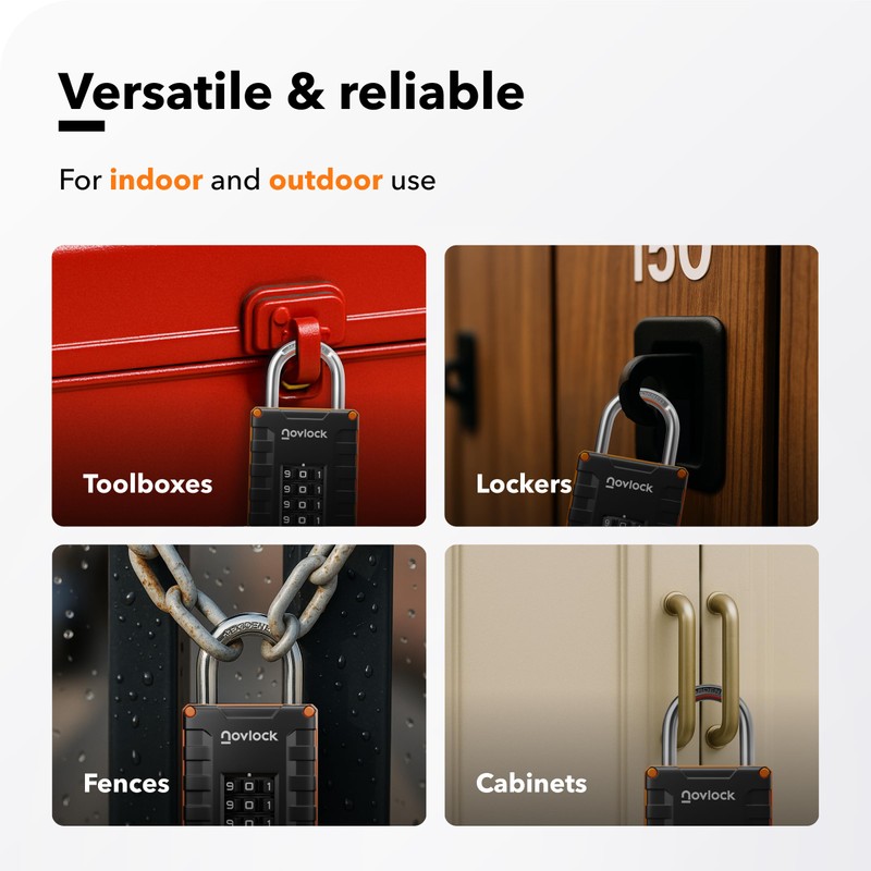 Locker Padlock with 4-Digit Code for Gym, School, Home, Work