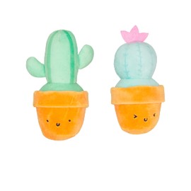 pearhead Prickly Plants Cat Toy Set, Cute Catnip Toys, Plush Cactus Interactive Chew Toys, Pet Owner Must Have Catnip Toys, Set of 2 Plush Toys