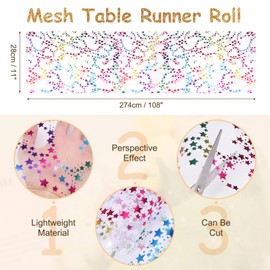 sourcing map Colorful Table Runner Roll, 11" x 9 Feet Sequin Foil Metallic Mesh Table Runner Decor Sparkle Foil Thin Table Decoration Centerpiece for Wedding Birthday Party Christmas
