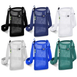 HTZNHXT 6Pcs Water Bottle Holder with Strap, Mesh Water Bottle Bag Carrier with Adjustable Shoulder for Walking and Travelling