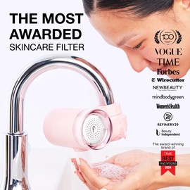 Filterbaby Skincare Filter 2.0, Bathroom Sink Filter Faucet for Skin Care, 99.9% Chlorine Removal – 0.000001 mm Carbon Fiber, Clinically Tested, Skin Hydration in 2 Weeks (Light Pink)