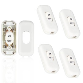 CYIOU 4 Pack Inline Switch White 250V/6Amp Lamp Switch Inline Inline Switch for Table Lamp Bedside Lamp Desk Table Light Electrical Cord