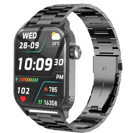 Compatible with TRAUSI Smart Watches Bands, Quick Release Stainless Steel Metal Replacement Straps Compatible with TRAUSI TG08 1.83" HD Smart Watches (Black, 22mm size band)