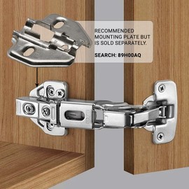 Rok Hardware Special Application Bi-Fold Corner Lazy Susan Self Closing 135 Degree Snap-On Cam-Adjustable Kitchen Cabinet Folded Door Full Overlay Hinge Nickel Plated, RC80H675