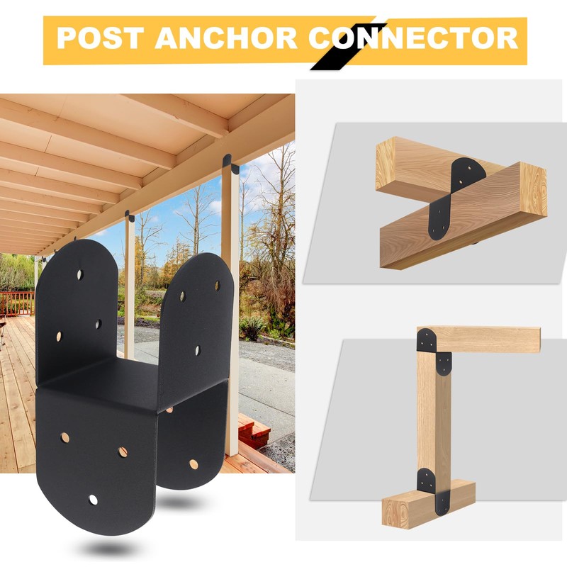 4 Pcs 4"x 4" Deck Post Caps Tie Brackets,Ineer Size(3.6"x