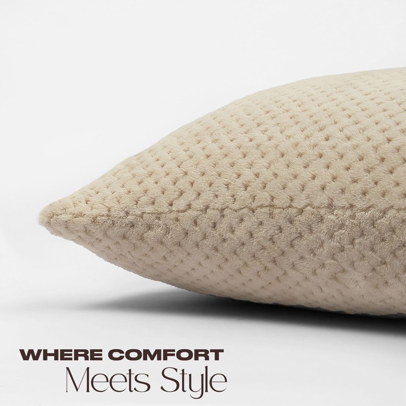 Brentfords Waffle Fleece Cushion Covers Set of 2 Plush Scatter