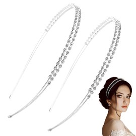 Rhinestone Headband Hair Accessories Silver Bridal Headbands Crystal Headband 2 Pieces Glitter Rhinestone Headbands Hair Crown Tiara Hair Bands