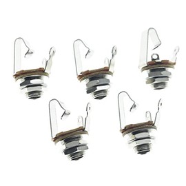 KAISH Nickel Premium 5pcs Brass Material Metric Thread Audio 1/4" Female Guitar/Bass Output/Input Jack 6.35mm TS Mono Panel Mount Jack Socket with Nuts and Washer