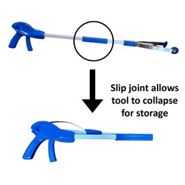 ArcMate 32" EZ Reacher Pro Plus Collapsible Grabber Reacher with Thumb Lock, 6 lb. Capacity, 4.5" Fingers, Heat Resistant Silicone Tips - Grabber Tool for Elderly, Post Op, Accessibility (Pack of 2)