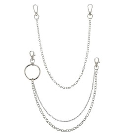 2Pcs Wallet Chain, Chain Belt Set Biker Hip Hop Punk Anti-Theft Chains for Keys, Jeans, Pants, Purse and Handbag Goth Vintage Clothing Accessories for Women Men(19”& 21”)