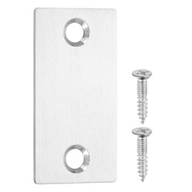 sourcing map Door Edge Hole Filler Plate, 2.24" x 1.1" Door Hole Cover Plate Stainless Steel Deadbolt Cover Plate with 20mm Screws for Fixing Wooden Furniture Corner, Silver