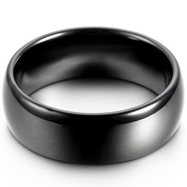JewelryWe 8mm Black IP Comfort Fit Classic Dome Men's Ladies Unisex Tungsten Carbide Ring Anniversary/Engagement/Wedding Band : UK Size - Z+5