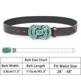 Mealah Western-Cowboy-Belts for Womens - Twisted-Buckle Embossed-Floral Cowgirl-Belts for Jeans (for 28-38''Waist)