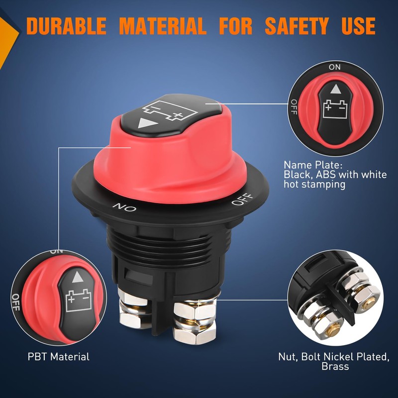 Nilight Battery Disconnect Switch 100A Master Disconnect Isolator 12V-48V On