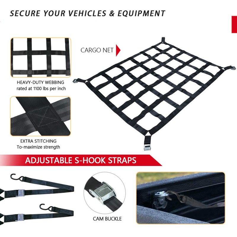 Surmountway Cargo Net for Pickup Truck Bed(66" x 50"), Truck