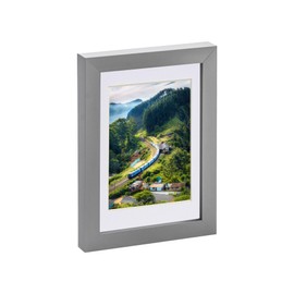 Nicola Spring 1x Grey 5" x 7" Photo Frame with White 4" x 6" Mount - Glass Aperture Home Picture Wall Hanging Landscape Portrait Display