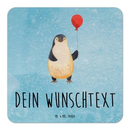 Mr. & Mrs. Panda Personalisierter Bierdeckel Pinguin Luftballon 50er Set - Personalisierte Geschenke, Geschenk Freundin, Tischdeko personalisiert,