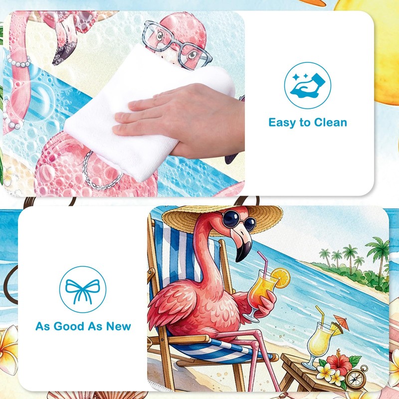 Yoyuspy Flamingo Summer Kitchen Mats Set of 3 Non Slip