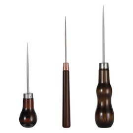 3 Pack Awl Tool Set Scratch Awl Tool with Wooden Handle Gourd Shape Pin Punching for Leather Sewing Awl Punch Hole Craft Repair Shoes Sewing Crochet DIY Handmade Stitch