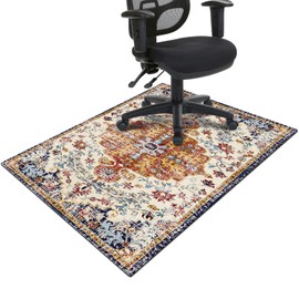 Office Chair Mat for Hardwood & Tile Floor,Boho Vintage 36"x48" Computer Chair Mat for Rolling Chairs Carpet,Under Desk Non Slip Gaming Rug,Low-Pile Rubber Backing Large Protector Mat (Brown)