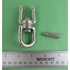 US Stainless Stainless Steel 316 Anchor Swivel Eye and Jaw with Hexagonal Flush Pin 8mm or 5/16" Marine Grade