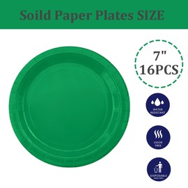 ATBEAMEN 16PCS Green Paper Plates 18cm,Disposable Paper Plates 7 inch Solid Color Paper Round Dinner Plates Tableware Party Plates for Birthday,BBQs,Christmas,Picnic,Kids Shower Party Plates Supplies