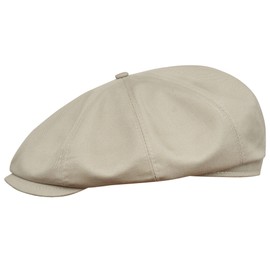Sterkowski Shelby Hat | Cotton Flat Cap for Men | Breathable Airy Peaked Cap, Beige-Grey