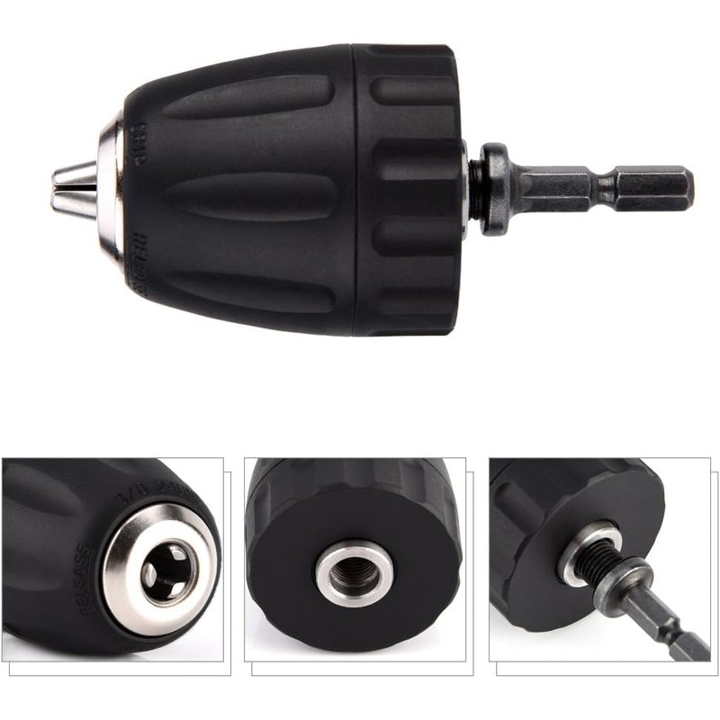 Drill Chuck, 3/8-24UNF 0.8-10 mm Keyless Drill Chuck Screwdriver Bit