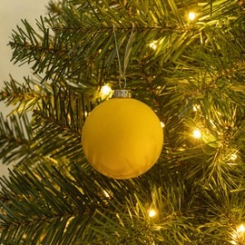 KI Store Yellow Velvet Ball Ornaments 6pcs 6cm for Party Christmas Tree Baby Shower First Christmas Decorations