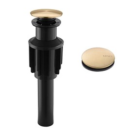 KENES Bathroom Vessel Sink Pop Up Drain Without Overflow Assembly, Lavatory Vanity Sink Drain Stopper, Anti-Clogging Drain Strainer, Brushed Gold, KE-P300A-4