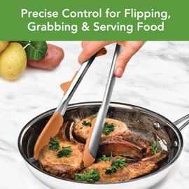 Tovolo Tongs With Silicone Tips Easy Grip 13” Long Kitchen Tongs Stainless Steel Handle For Cooking BBQ, Non Scratch Heat Resistant Metal Silicone Tipped Dishwasher Safe BPA Free Apricot Orange