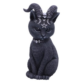 Nemesis Now Cult Cuties Pawzuph Figurine 11cm, Resin, Black, Scarily Adorable Horned Cat, Adorned with Small Skulls, Pentagrams and Moons, Cast in the Finest Resin, Hand-Painted
