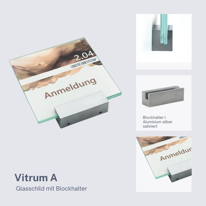 Logistic Sign System Door Sign Glass Vitrum A with Block