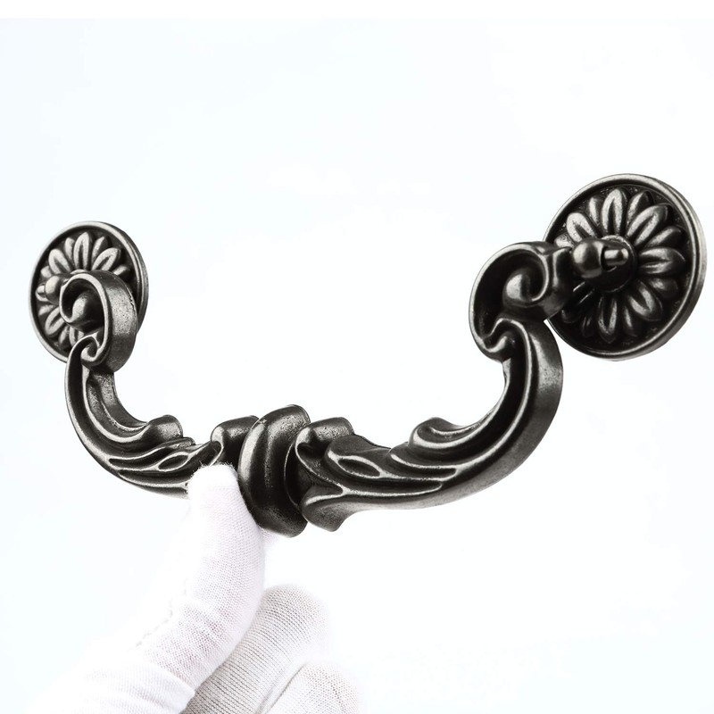 MuDuJia 4-Pack 6" Hole Center Large Drop-Down Bail Dresser Pull