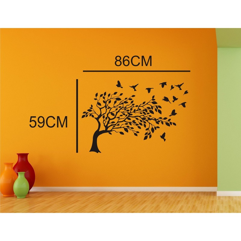 Birds with Tree Wall Decal and Decorative Sticker Size(59 86)