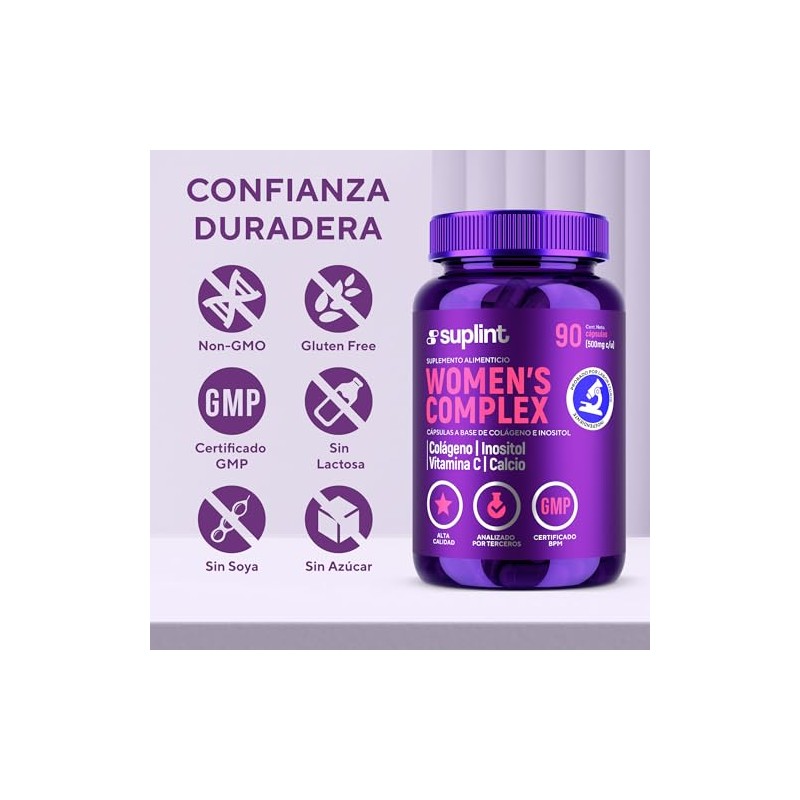 Vitaminas Mujer Colágeno Hidrolizado Inositol Biotina Ácido Fólico Complejo Multivitamínico