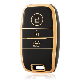 OFF WE GO Car Key Case Key Cover for Kia Sportage Picanto GT Ceed 2 Sorento Rio NIRO Stonic Ceed Soul Car Key Box Key Cover Protective Housing Black Gold