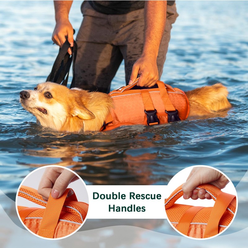 Kuoser Dog Life Jacket High Flotation, Reflective Dogs Life Vest