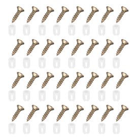 sourcing map 100Pcs 5.9x8.5mm Plastic Hinge Dowel Inserts with M4 Self-Tapping Screws for Furniture Cabinets Wardrobes Door, White