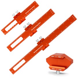 GAINNEER Woodworking Ruler Set 3PCS(6/8/12-Inch) - Precision Aluminum Pocket Rulers with Dual Inch & Metric Scales | T-Type Scribing & Square Edge for Marking