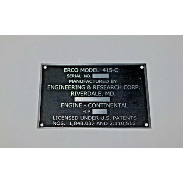 ERCO Model 415-C, Date Plate, Ercoupe