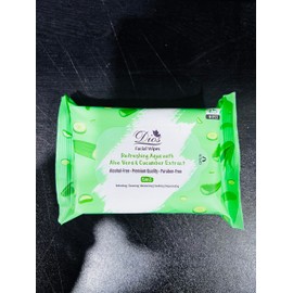 Dio's Facial Wipes Refreshing Aqua with Aloe Vera & Cucumber Extract (25 Wipes Pack)