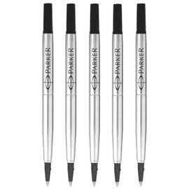 Parker Rollerball Pen Original Quink Ink Refills - 0.7mm Medium Point - Black Ink – Pack of 5