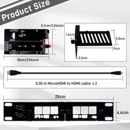 GeeekPi 10 Inch 1U Rack Mount for Raspberry Pi 5, with 2PCS PCIe to M.2 NVMe SSD Adapters, Holds up to 2PCS Pi5 Boards, Compatible with DeskPi RackMate T0/T1/T2/10 Inch Server Rack