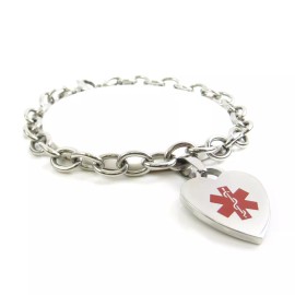 MyIDDr- Womens COAD Lung Disease Bracelet Medical Alert Charm Steel,Pre-Engr
