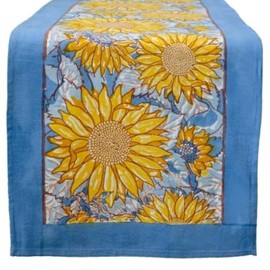 Couleur Nature Table Runner, Sunflower, Yellow Blue, 16x72 Inches