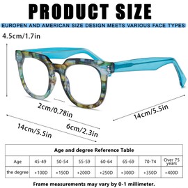 Viseng Women's Showbiz Square Blue Light Blocking Fashion Reading Glasses Stylish Reader +3.5（Green）