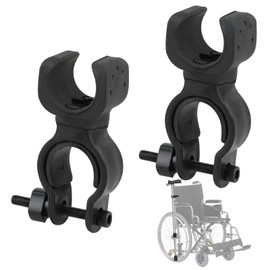 Giantree 2pcs Black Cane Holder for Universal Crutches, Stick Bracket Accessories for Drive Rollator, Elderly Walkers & Wheelchairs