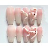 M·Q NAIL,Press on nails,Magic mirror powder square medium nails,Hand drawn,Includes